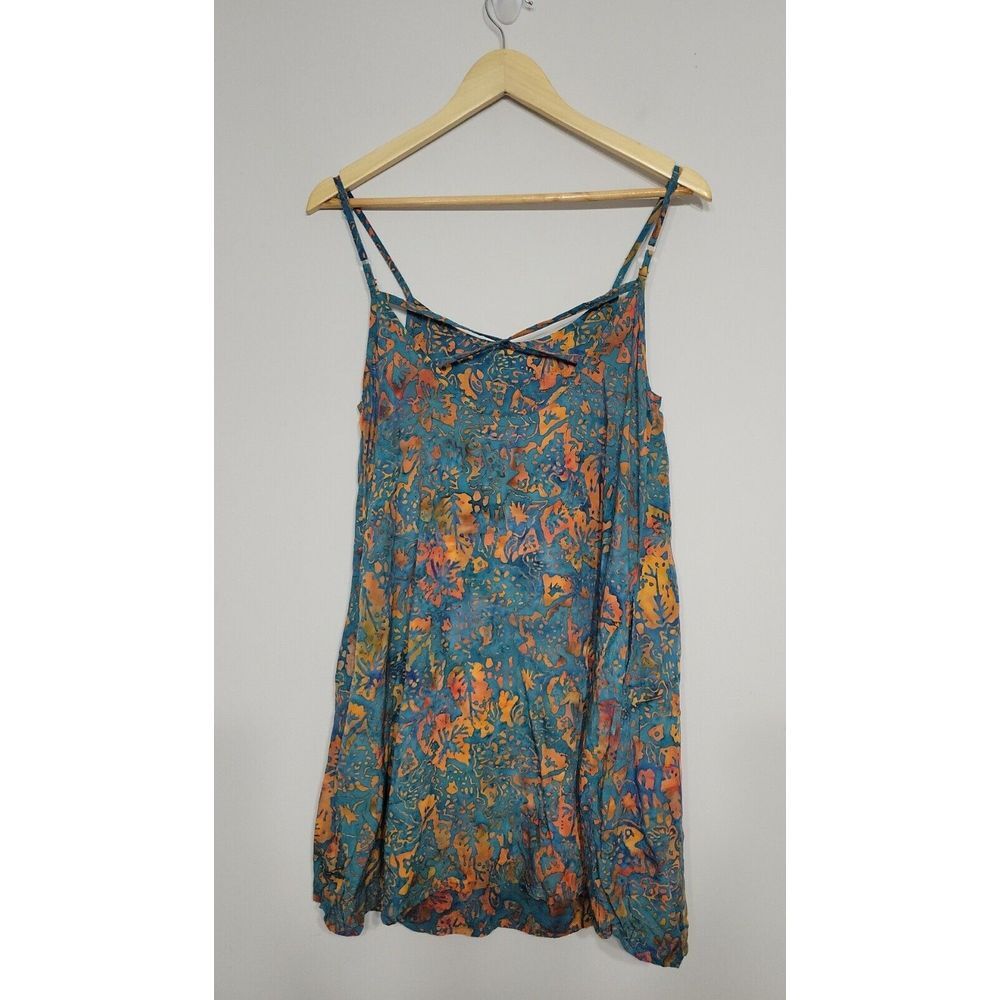 Go Fish Women's Dress Size XS Teal Orange Abstract Pocket - Picture 5 of 5